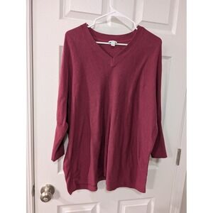 PureJill‎ Medium, Oversized V-Neck Sweater, Drop Shoulder, Maroon, Relaxed